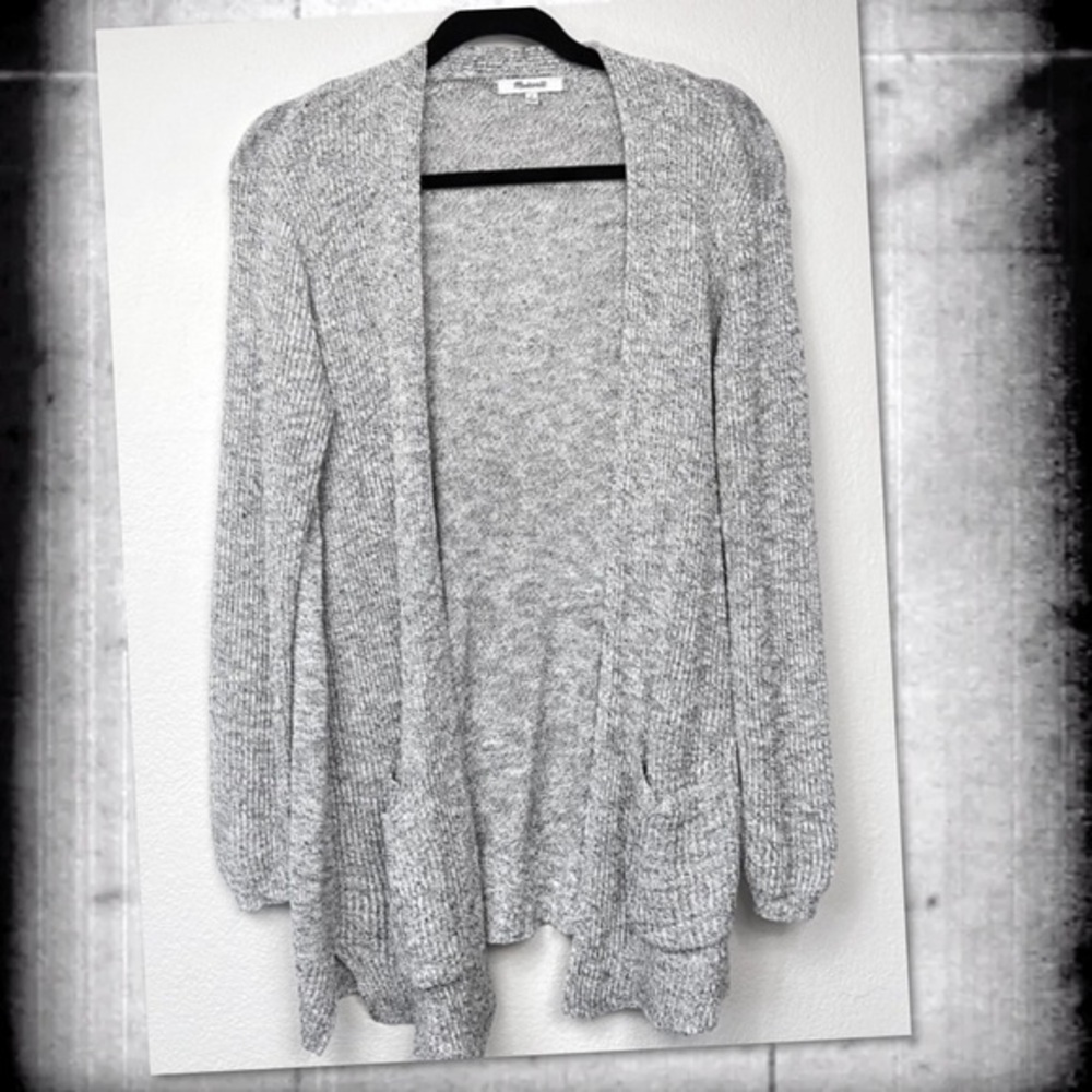 MADEWELL MARLED GREY SLOUCHY CARDIGAN SMALL